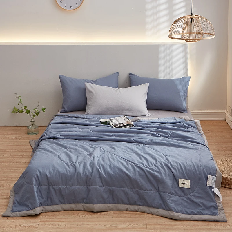 Летнее одеяло из стираного хлопка одинарное двойное воздухопроницаемое