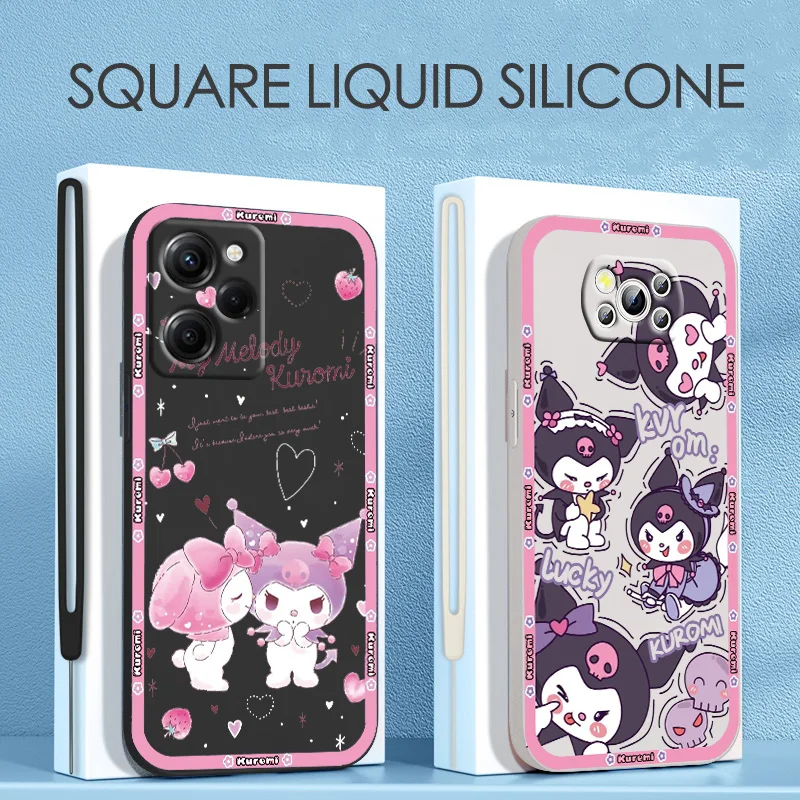 

Cartoon Kuromi Cute For Xiaomi POCO X5 M5 C40 M4 X4 F4 C40 X3 NFC F3 GT M4 M3 M2 Pro C3 X2 4G 5G Liquid Rope Soft Phone Case