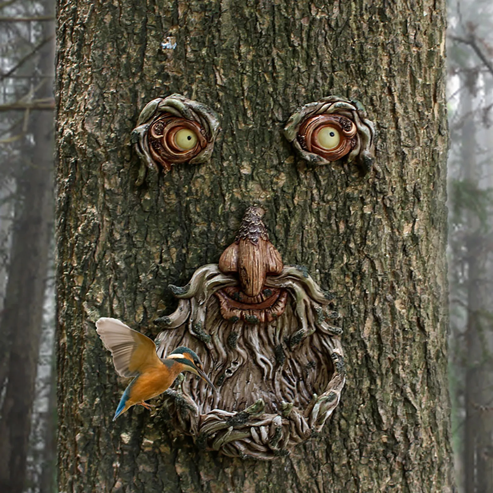 

Resin Handicraft Hoctilucent Tree RRroot Tree Face Bird Feeder Pendant Beekeeping Supplies Kit