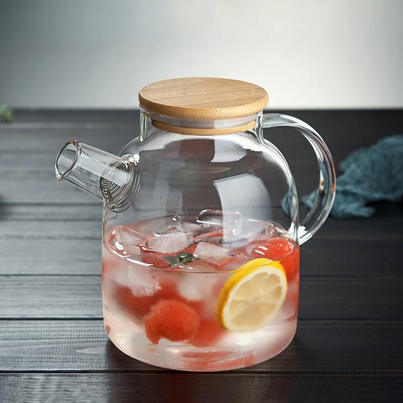 

Big Heat-Resistant Glass Teapot Flower Tea Kettle Large Clear Glass Fruit Juice Container Ceramic Teapot Holder Base