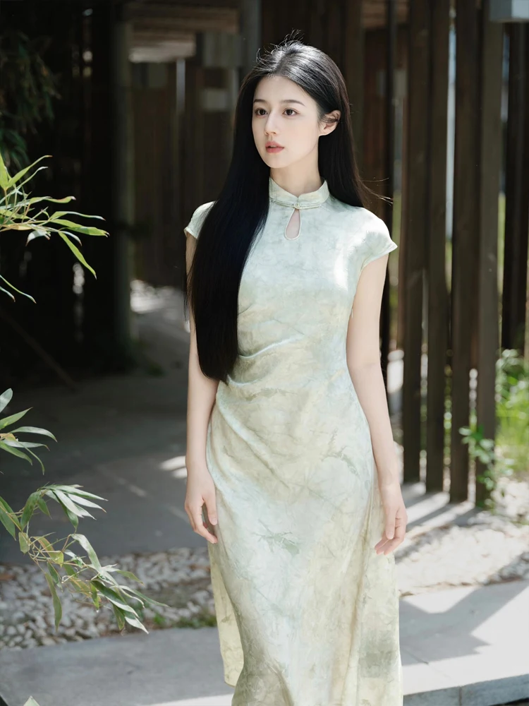 Благородное и элегантное зеленое Новое китайское улучшенное платье Sle новинка 2024
