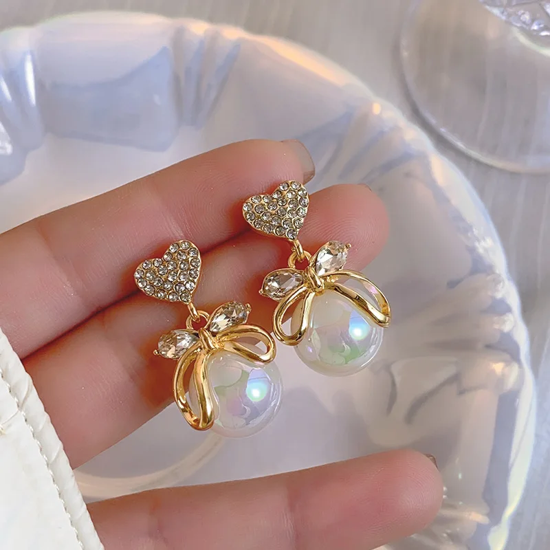 

Hot Selling Pearl Earrings Women's Design Bows Earrings Wholesale Jewelry