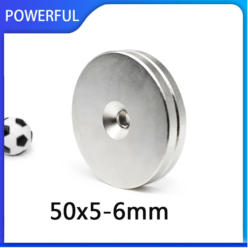 

1~10PCS 50x5-6mm Round Rare Earth Neodymium Magnet 50*5 Hole 6mm Countersunk Big Disc Permanent Magnet Strong 50x5-6mm
