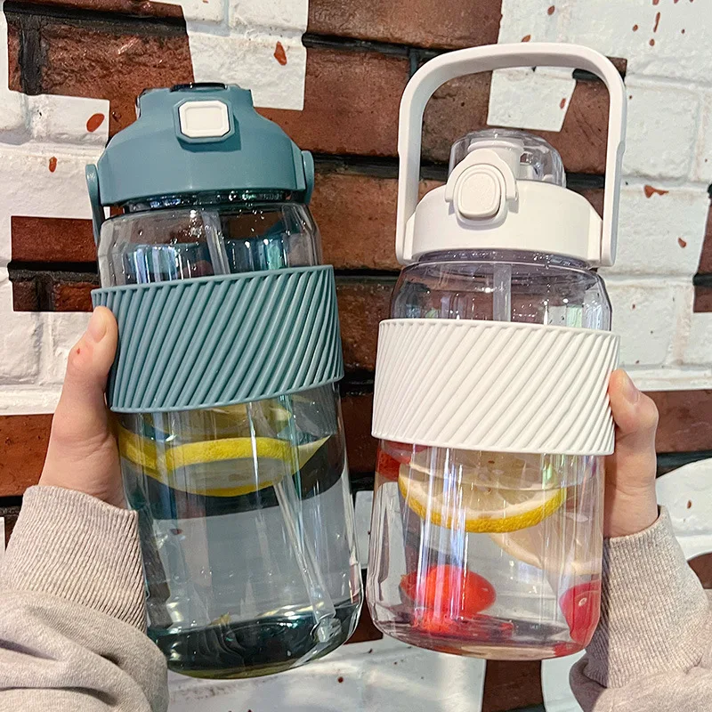 

Sports Gym Drink Tumbler 1.5/2L Water Bottle Large Capacity Fitness Jugs Anti-Slip Portable Straw Mug Summer Outdoor Travel Cup