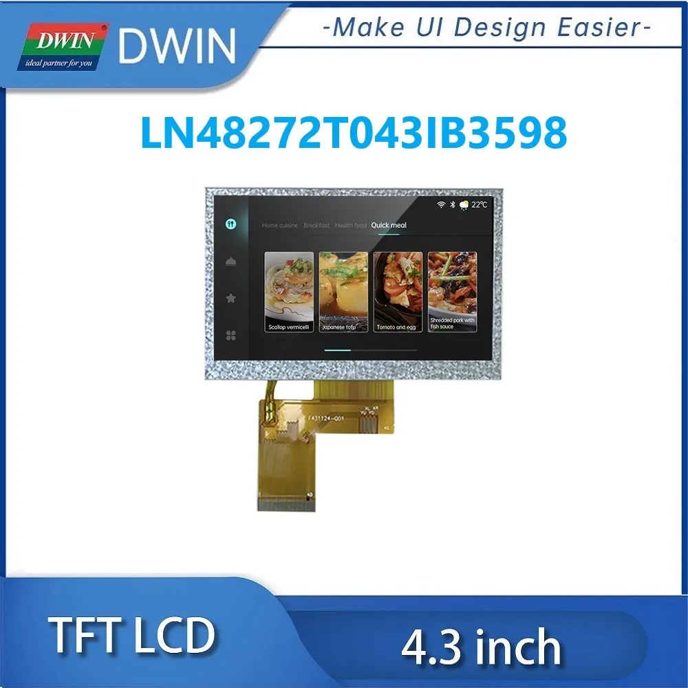 

DWIN горячая Распродажа 4,3 дюймовый экран TN 480x272 300nit модуль ЖК-дисплея с RGB интерфейсом резистивный сенсорный LN48272T043IB3598