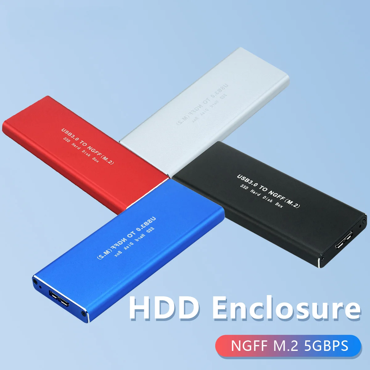 

NGFF Hard Disk External M.2 Solid State 5GBPS SSD Cooling Metal Case USB3.0 PC for 2230/2242/2260/2280 Mobile HDD Enclosure