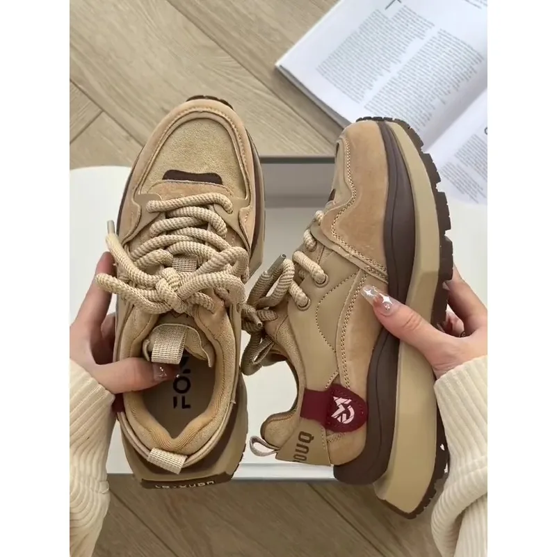 Женские старые туфли из натуральной кожи в стиле ретро с толстой подошвой и