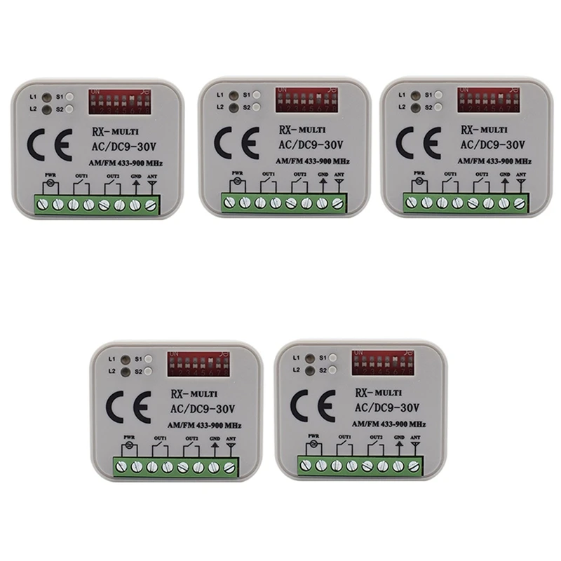 

5 PCS Garage Gate Remote Receiver RX MULTI 300-900MHZ AC/DC 9-30V Receiver For Garage Door Command Gate Control