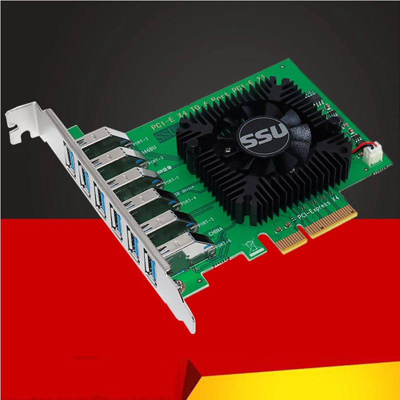 

PCIE 1 to 6 PCI Express Multiplier X4 20G Riser Card Adapter PCI-E Slot 4X to 16X USB3.0 Riser Extender For Bitcoin Miner Mining