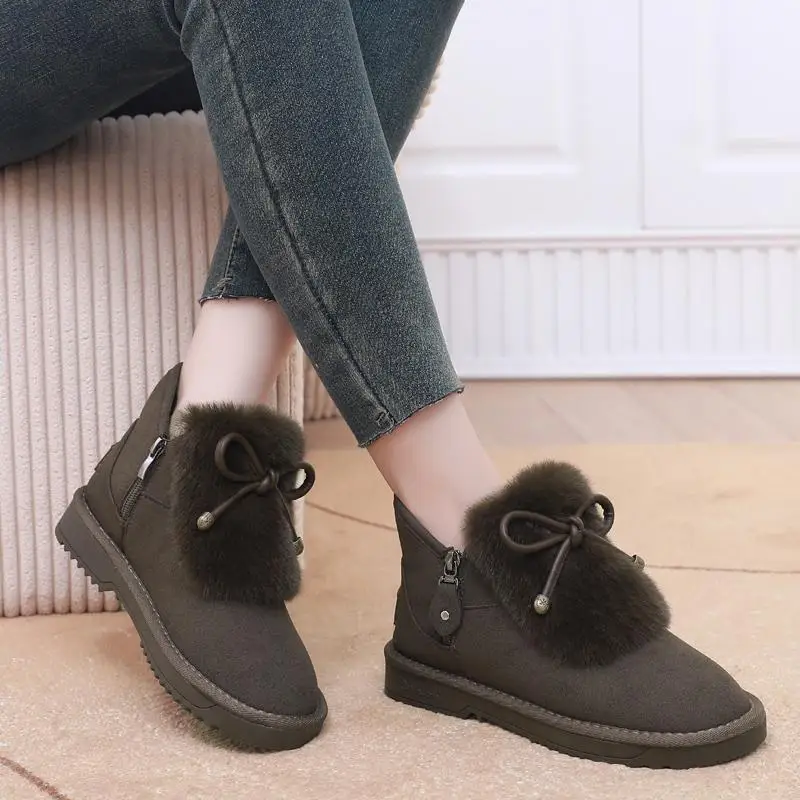 Зимние ботинки на меху кожаная женская обувь женские австралийские плюшевые