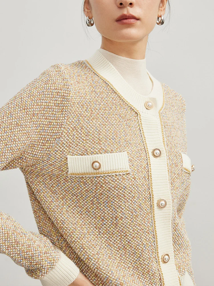 Женский однобортный вязаный кардиган ENjoyce винтажный Теплый шерстяной жакет в