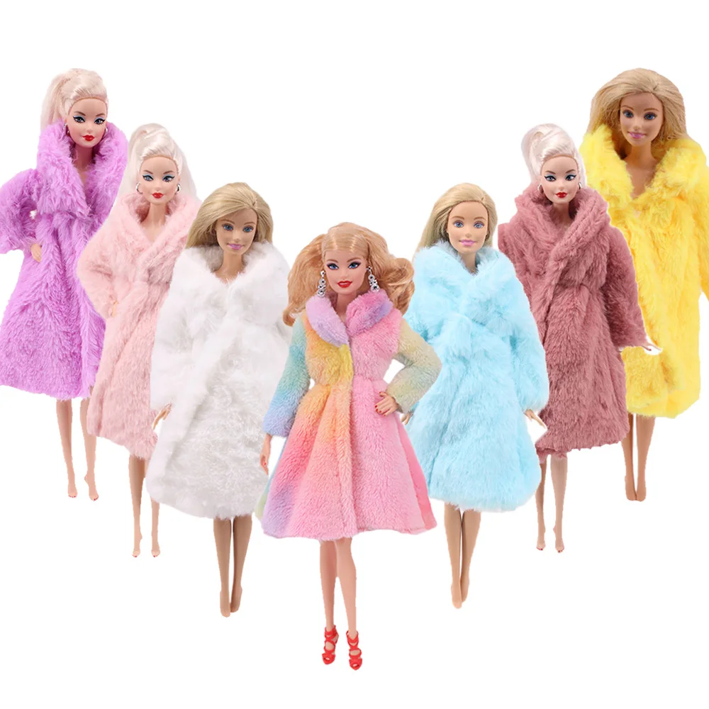 

Handmade Colorful Mini Fashion Barbies Knit Plush Coat Doll Clothes Accessories Tops Casual Dress Up Fit Barbies Kids Toys