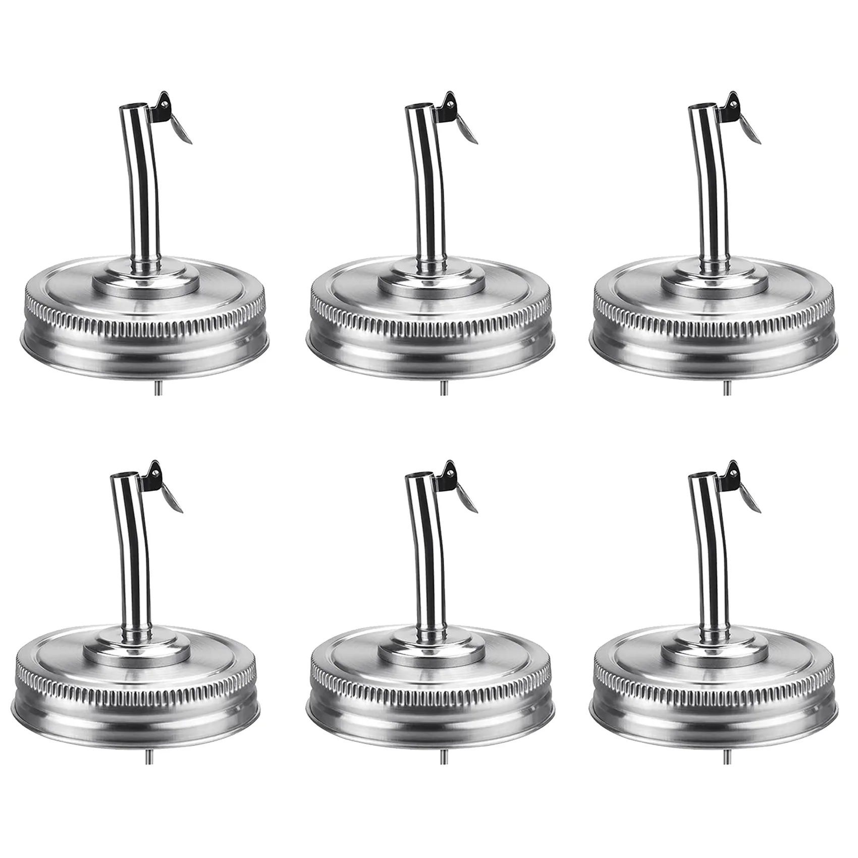 

6 PCS Mason Jar Pour Spout Lids Oil Infusion Lids 70mm Regular Mouth Bottle Cap Cover Oil Pour Spout Dispenser with Caps