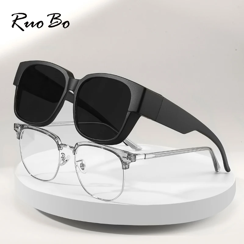 RUOBO TR90 мужские и женские поляризационные солнцезащитные очки для близорукости по