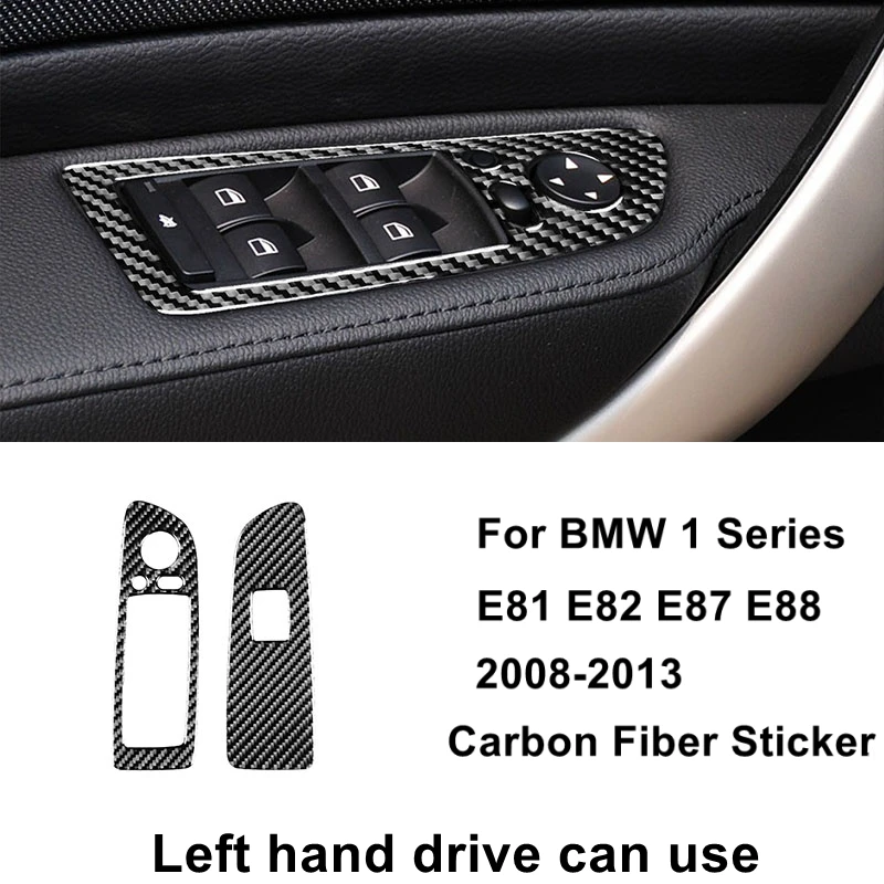 Carbon Fiber Stickers Electric Windows Doors Lift Frame Trim Car Styling Accessories For BMW 1 Series E81 E82 E87 E88 2008-2013