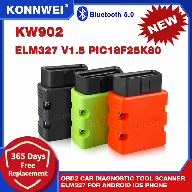 

KONNWEI KW902 Elm327 V1.5 obd Bluetooth 5.0 OBD2 Car Diagnostic Tool for Android IOS Phone OBDII Reader