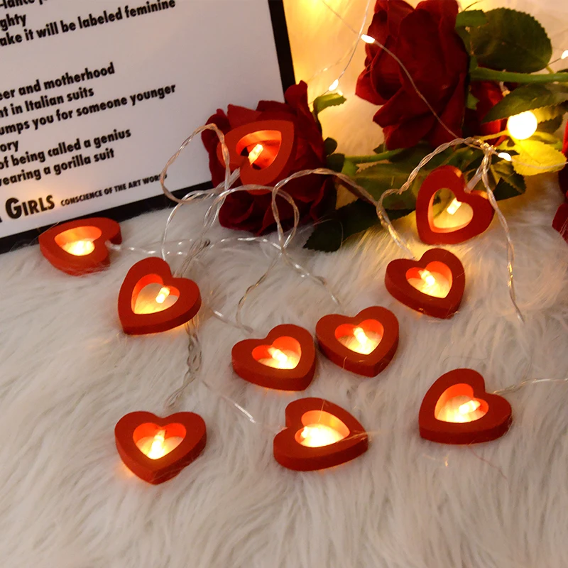 

Love Heart LED Light Romantic Red White Night Light Wooden Crafts for Wedding Scenes Home Decoration Lamp Birthday Party Supply