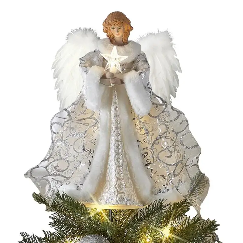

Christmas Angel Tree Topper Dolls Home Decor New Year Christmas Tree Ornaments Angel Decoration Kids New Year Party Supplies