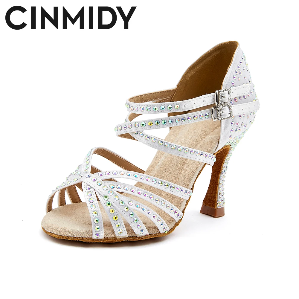 Женские атласные туфли для латиноамериканских танцев CINMIDY танцевальные на