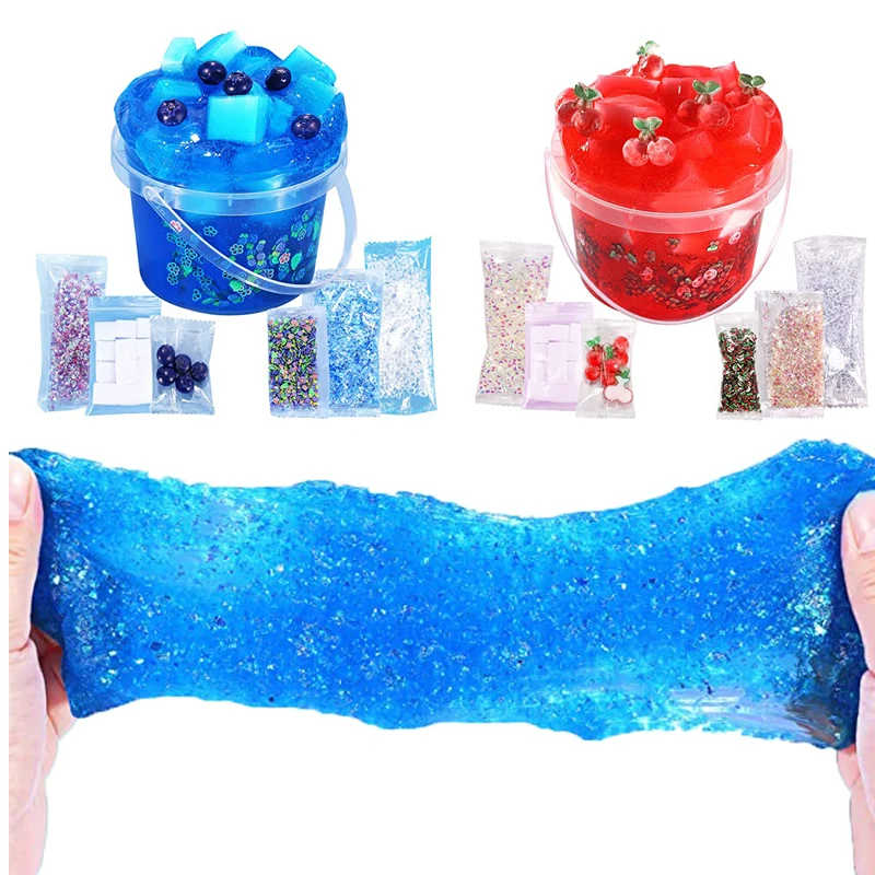 

NEW Premade Crystal Slime For Kids Blueberry Blue Jelly Cube Glimmer For Girls Antistress Slime Kit Children Sensory Relief Toys