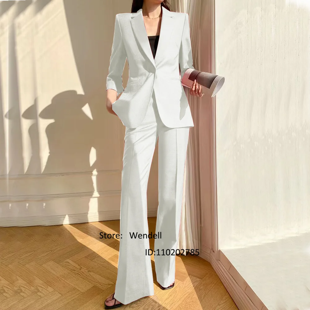 Women's Suit 2 Piece Sets Slim Fit 1 Button Buckle Collar Custom Wedding Party Dress Jacket + Pants Traf Set Dresses for Prom