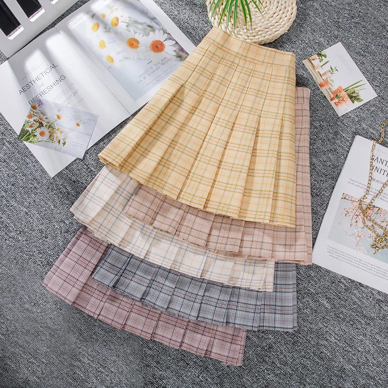 

Sexy Summer Plaid JK Skirt Cute Pleated Skirt Miniskirt Slim Skirt High-waisted Short Dress Multi-color Optional
