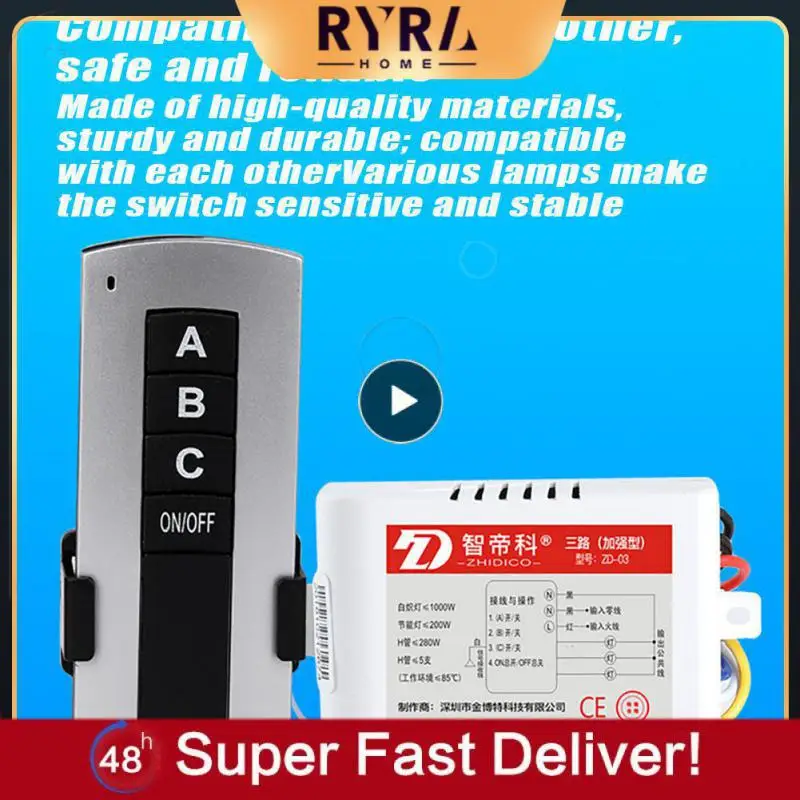 

NEW 220V 1/2/3 Channel Wireless Digital Remote Control Switch NO/OFF For Lamp Light Receiver Transmitter Dropshipping/Wholesale