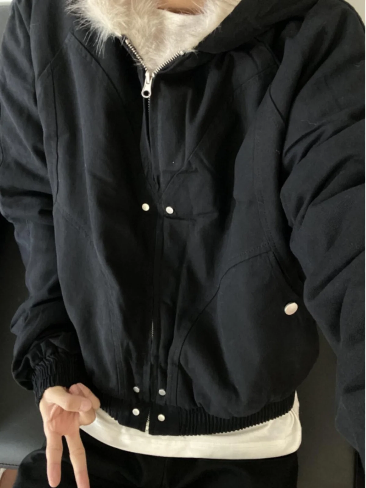 Куртка с хлопковой подкладкой и капюшоном меховым воротником Mountain Carving мужская