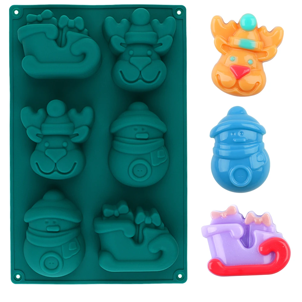 

Silicone Cake Mold Handmake DIY Soap Mold Snowman Elk Christmas Series Bread Mould Silicone Moulds For Cake Tools