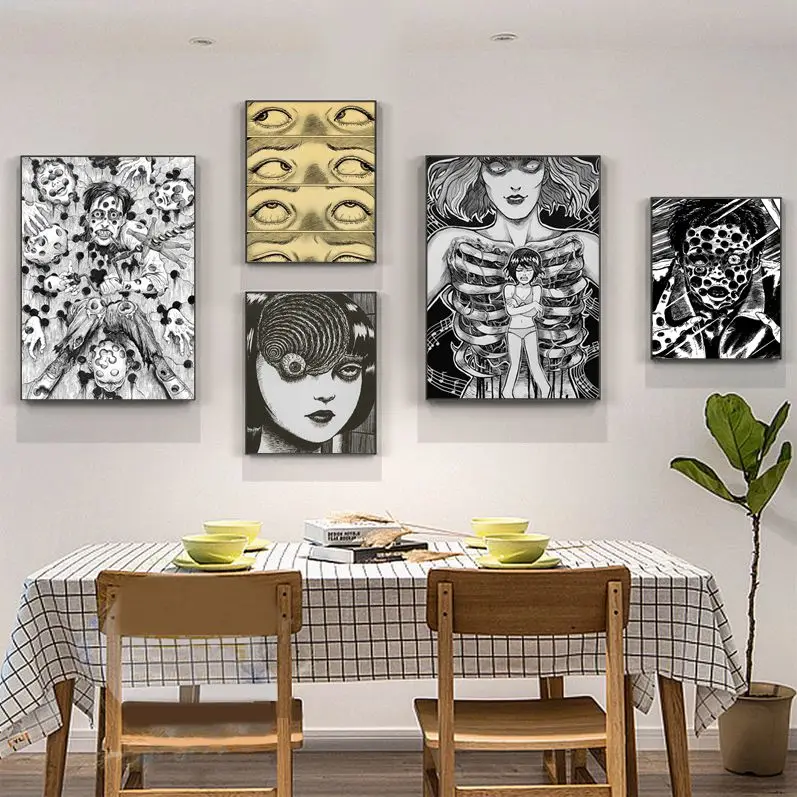 

Horror Anime Tomie Retro Movie Sticky Posters Waterproof Paper Sticker Coffee House Bar Vintage Decorative Painting