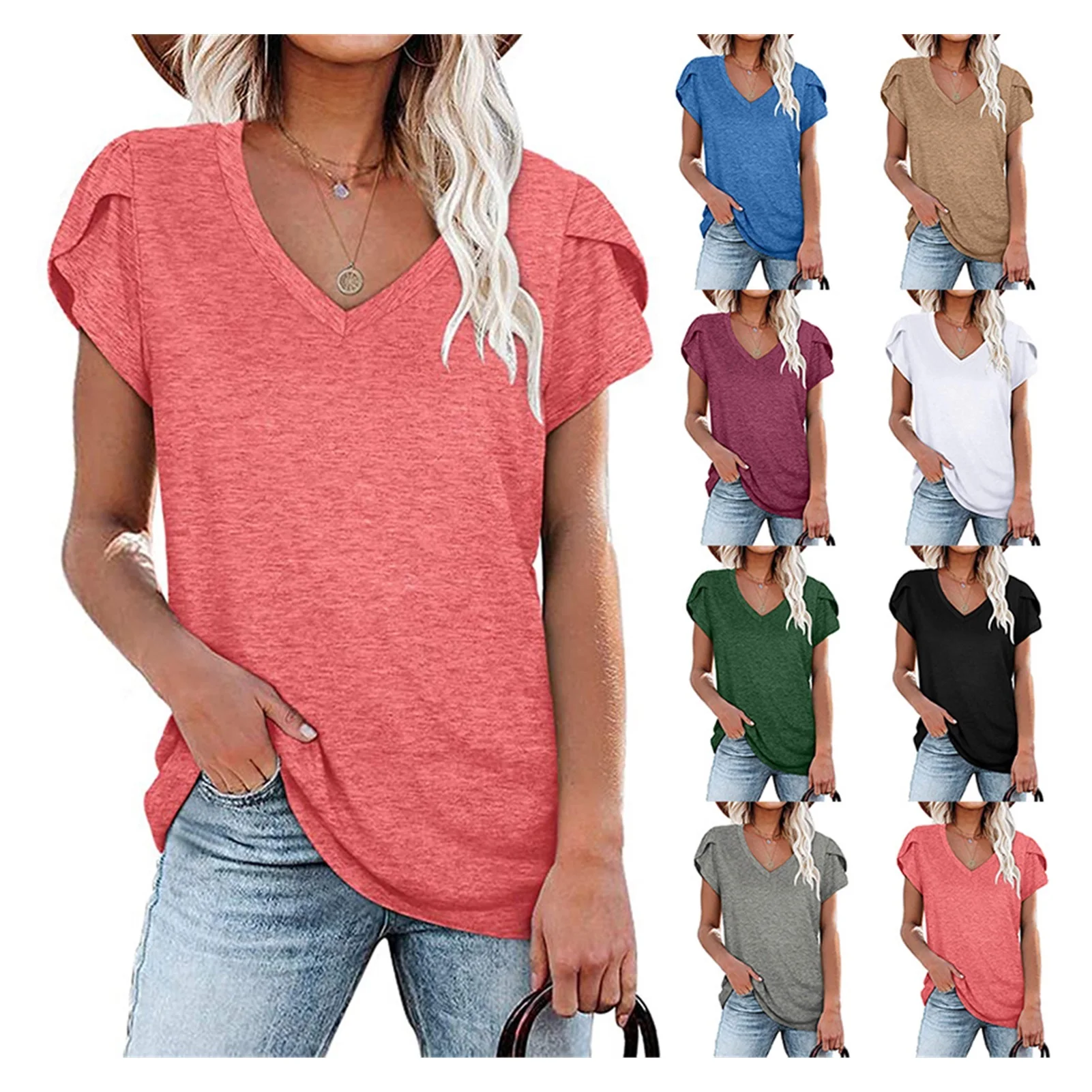 

Женская футболка с V-образным вырезом, с коротким рукавом