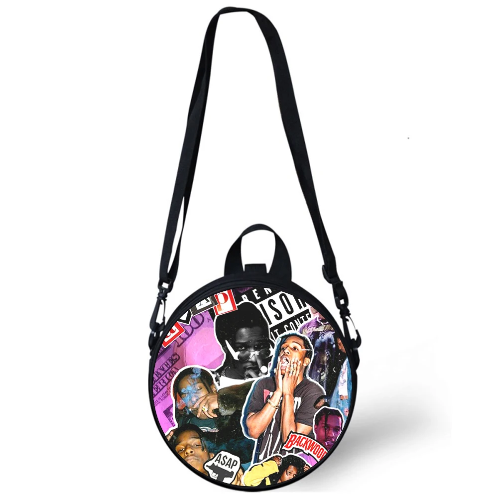 Asap Rocky Rapper TESTING Child kindergarten Bag Print Crossbody Shoulder Bags For School Women Mini Round Bagpacks Rugtas Bag