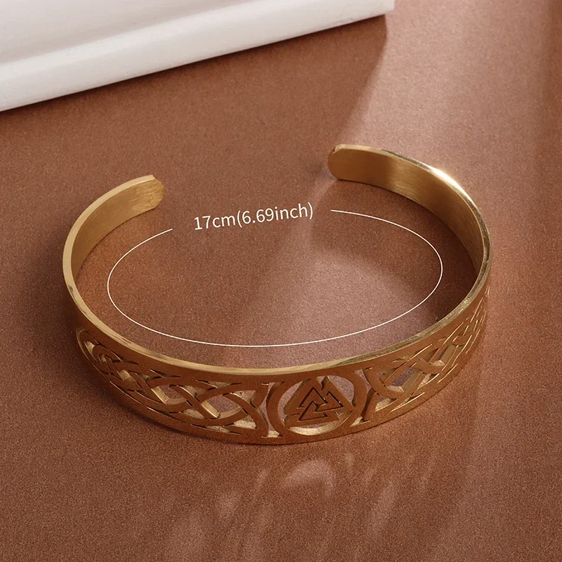 Винтажный браслет-манжета Valknut с кельтским узлом из нержавеющей стали для мужчин