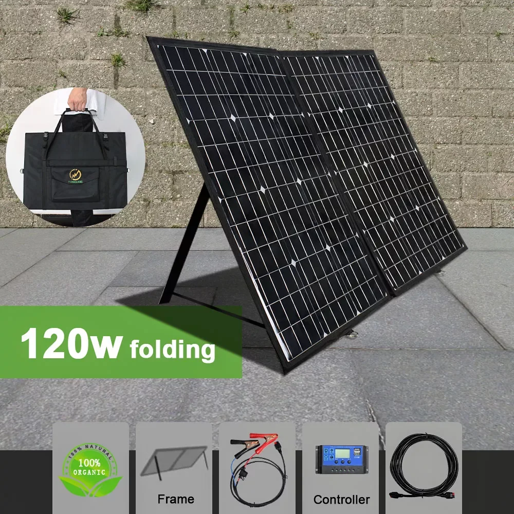 

120W 12V Flexible Solar Panel Portable Outdoor Foldable For Camping Boat RV Travel Home Car 180W powered charger placa kits