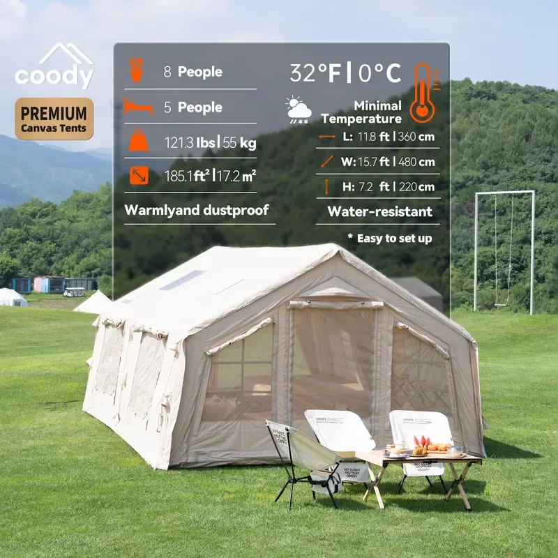 Фото Надувная палатка Coody Familia 17.2 Air Tent - бежевая, для семейного отдыха на природе, для кемпинга №3