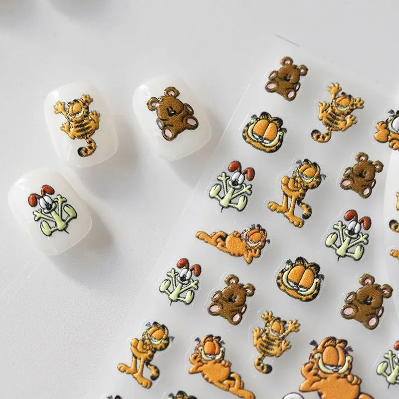 

Cartoon Anime Garfield Nail Enhancement Sticker Kawaii Enchase 5D Nail Hand Drawn Decorate Cute Children Accessories Toys Gift