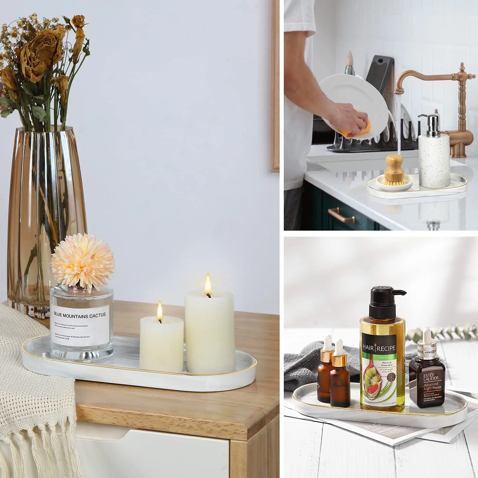 Luxspire Туалетный столик для ванной комнаты Мраморный керамический комод Блюдо