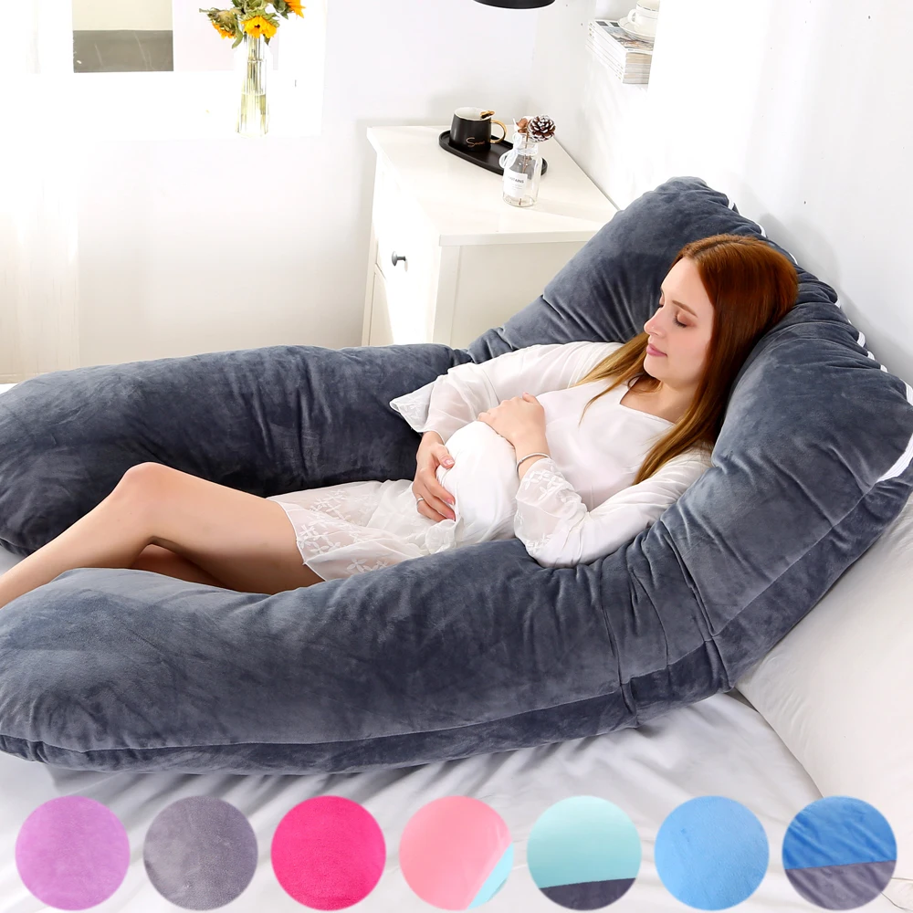 

U-shaped Cotton Pregnant Women's Pillow Cushion Waist Pillow Multi Functional Waist Protection Side Sleep Throw Pillow