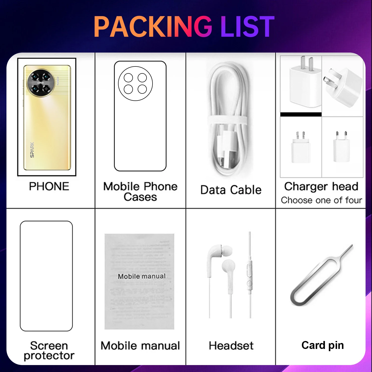 2024 НОВЫЙ смартфон Spark 20 pro+ 7 6-дюймовый 16G + 1T 72MP 108MP Android-мобильные телефоны