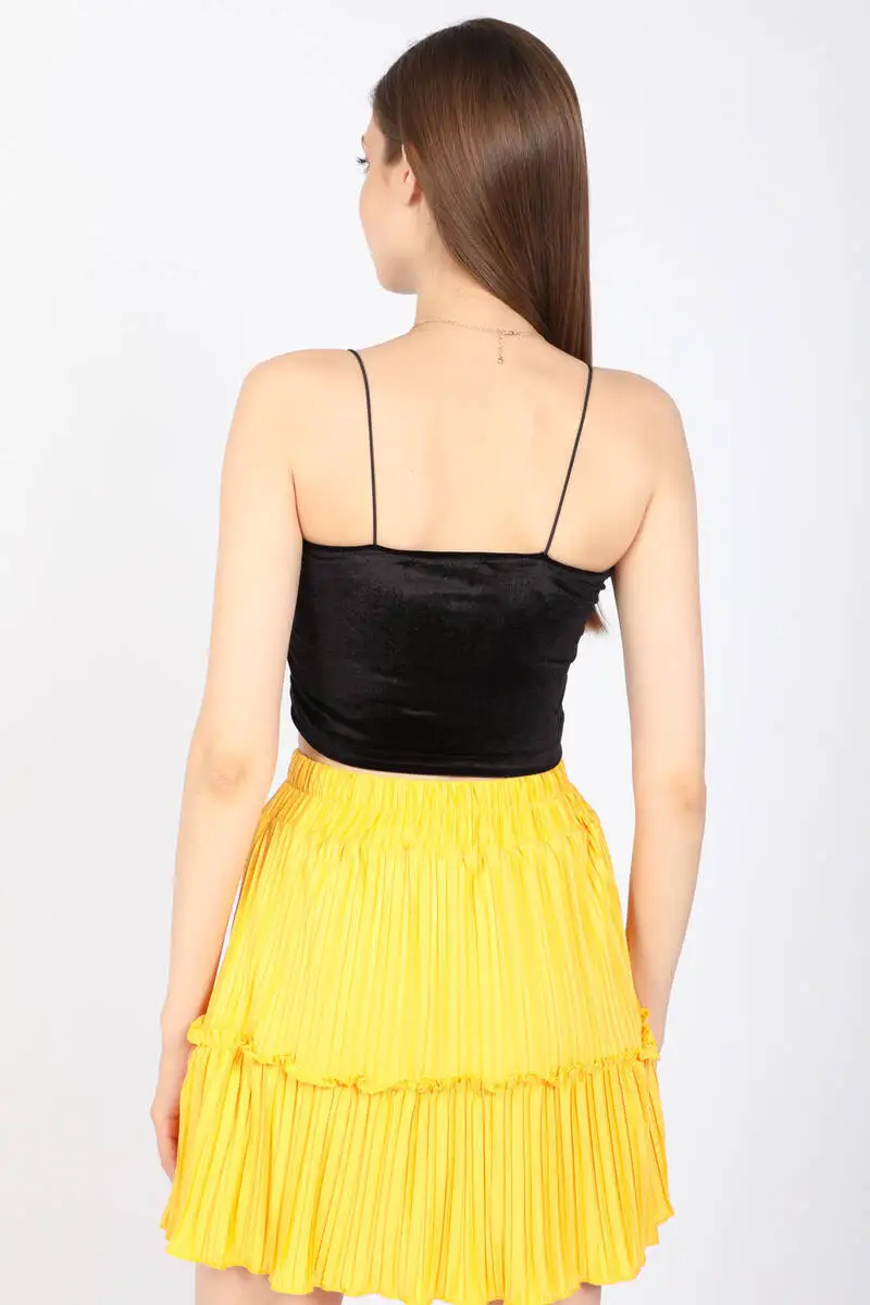 

Womens Black Elastic Strap VelvetBustier