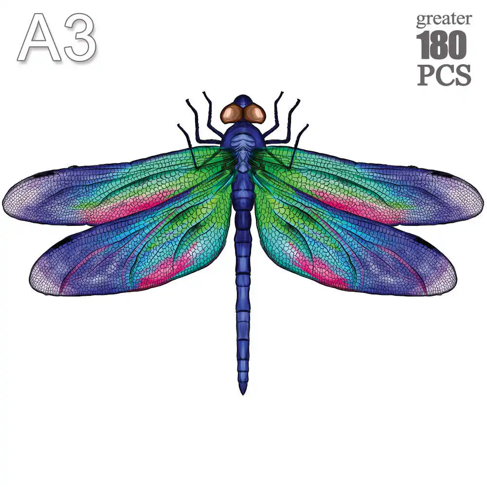 

New Wooden Puzzles children Toys Wood animal Jigsaw Puzzle Educational games For Kids Adults 3D dragonfly Wooden Jigsaw Puzzle