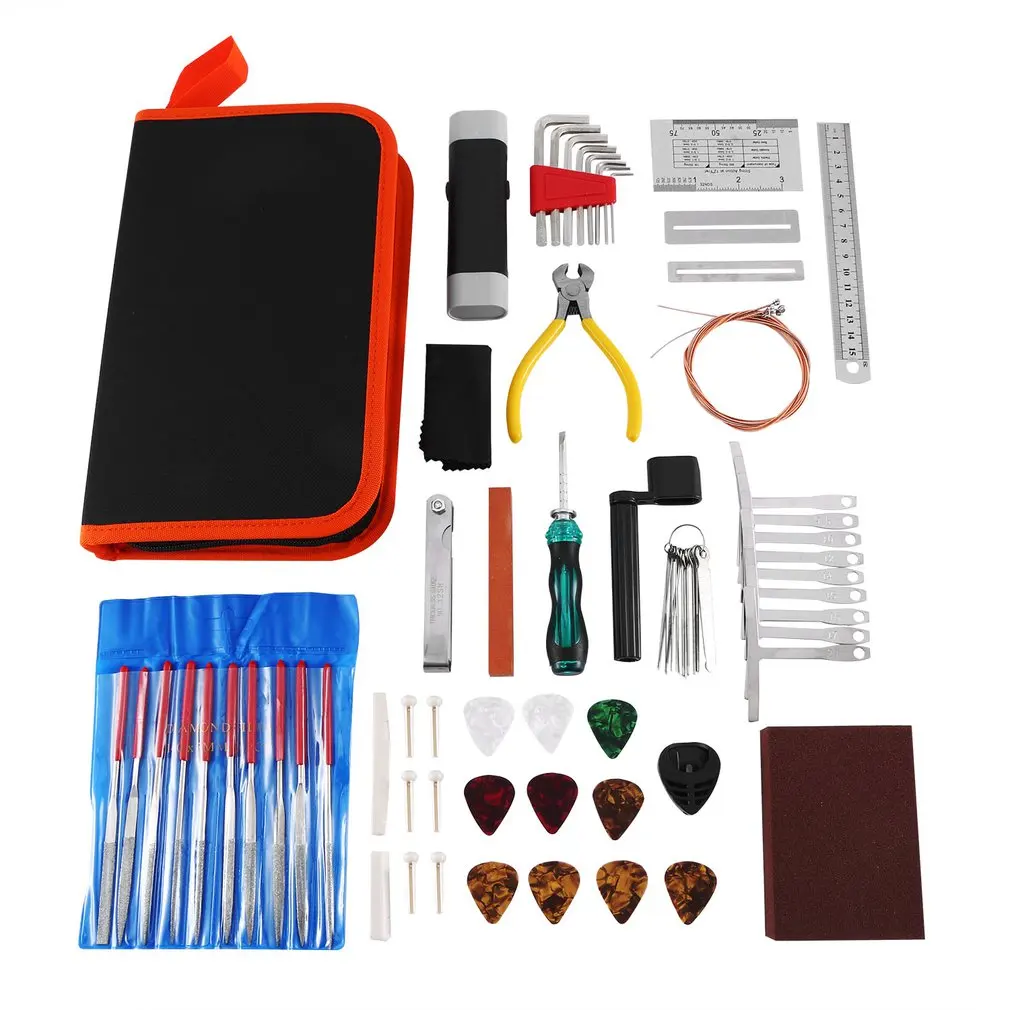 

45 шт. набор инструментов для гитары, набор инструментов для ремонта гитары с сумкой для переноски, большой набор инструментов для ухода