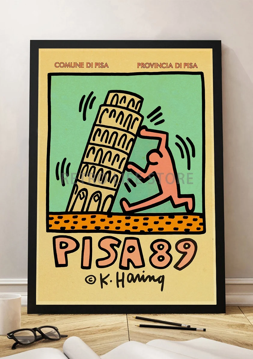 Настенная живопись Keith Art винтажная коллекция из крафт-бумаги Постер Haring Pop Shop