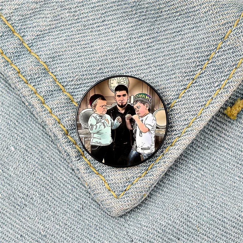 Hasbulla Magomedov Fight Pin Custom Funny Brooches Shirt Lapel Bag Cute Badge Cartoon Jewelry Gift for Lover Girl Friends