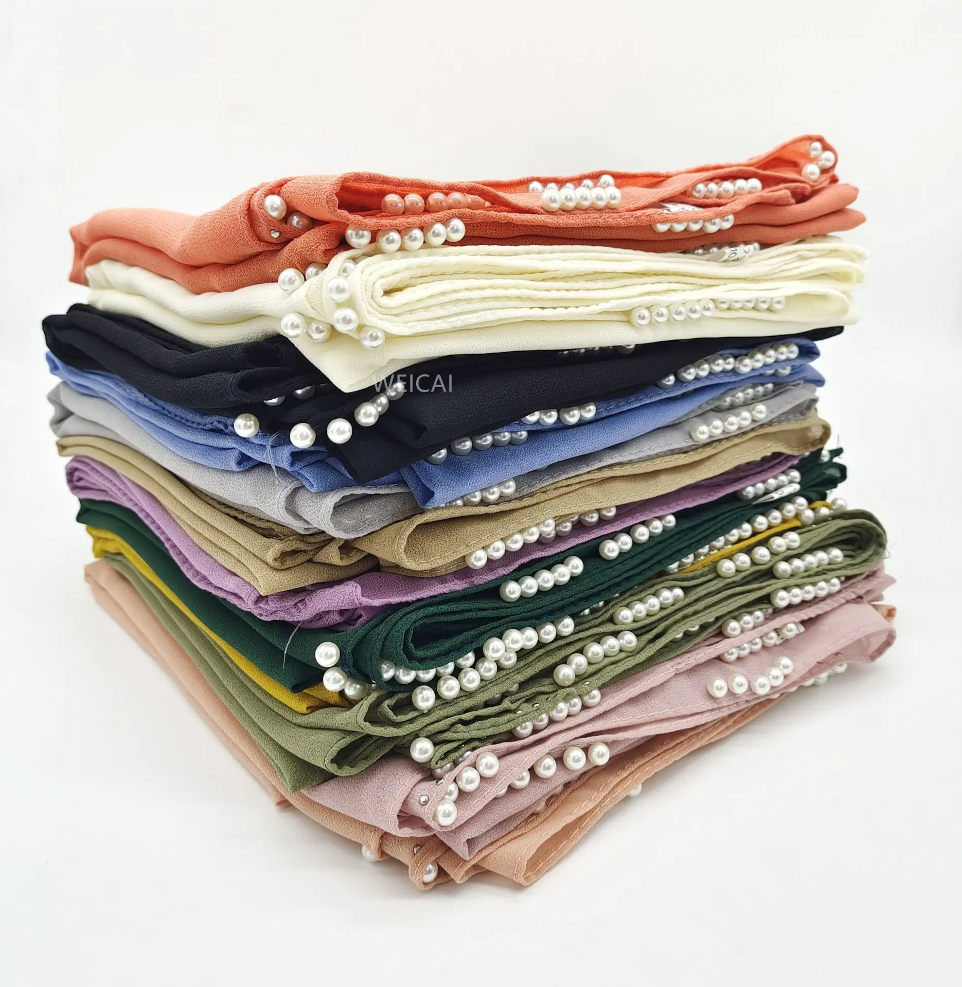 Жемчужный шифоновый шарф с бусинами малайский индонезийский платок хиджаб