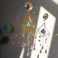 crystal wind chime hexagon diamond prism hanging rainbow chaser lighting window curtains pendant home garden decor dream catcher