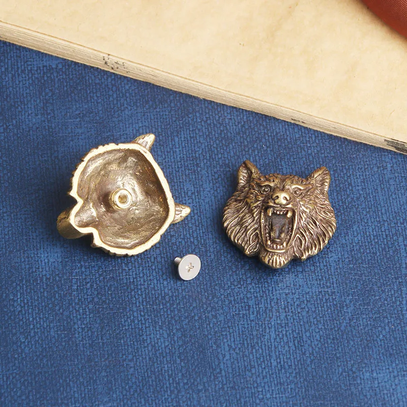 2 шт. винтажная гравировка головы волка латунная декоративная пряжка