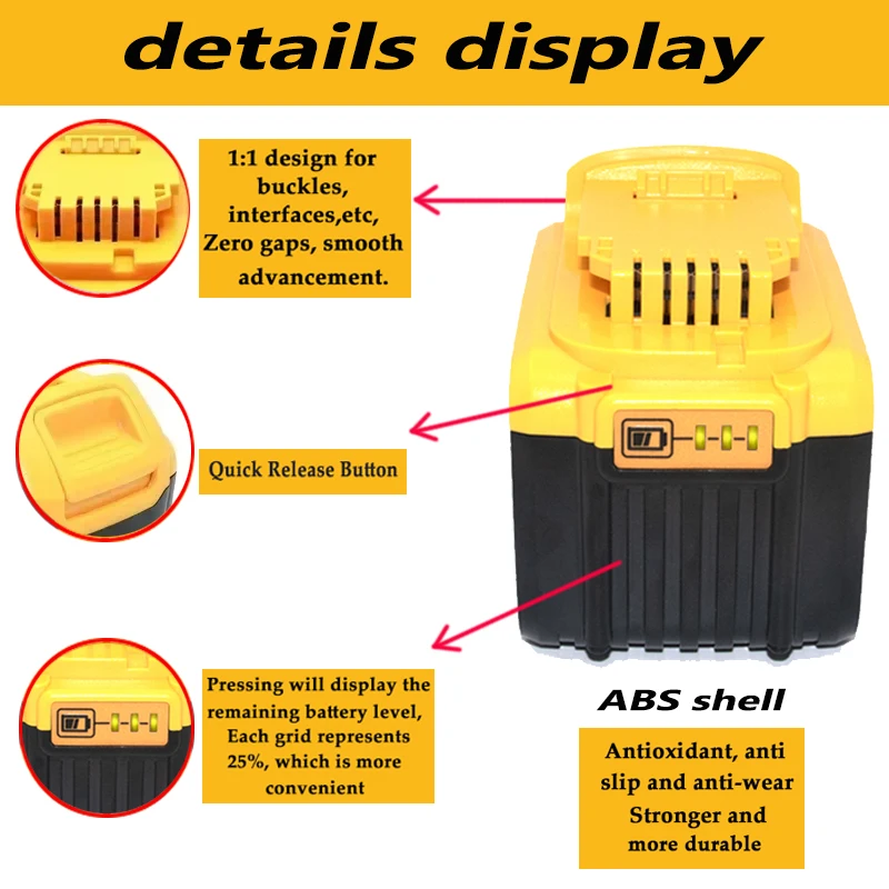 Литиевый аккумулятор DCB200 20 В 12000 мАч для Dewalt 18 DCB184 DCB182 DCB180 DCB201 DCB206