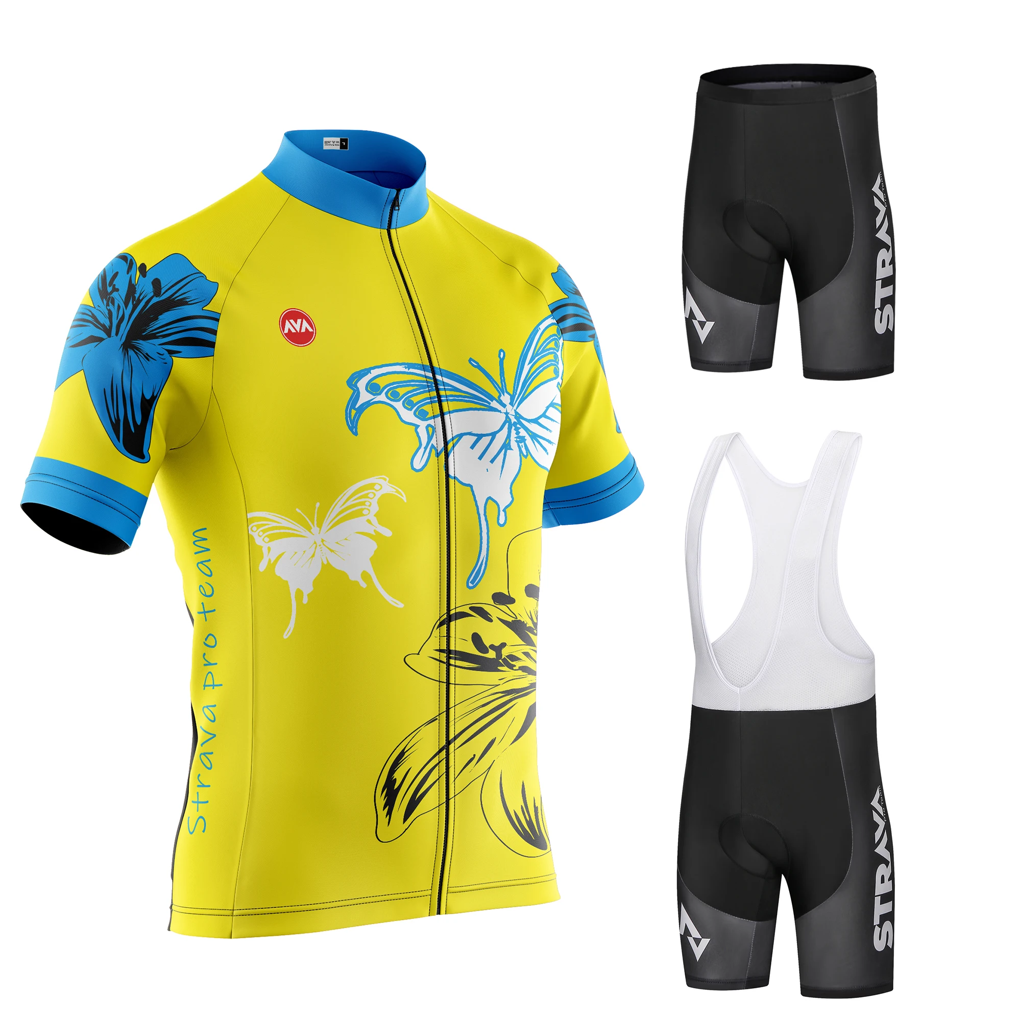 

Трикотажный Мужской комплект для велоспорта STRAVA Pro, комплект с шортами и нагрудником, летняя велосипедная футболка, гоночная форма