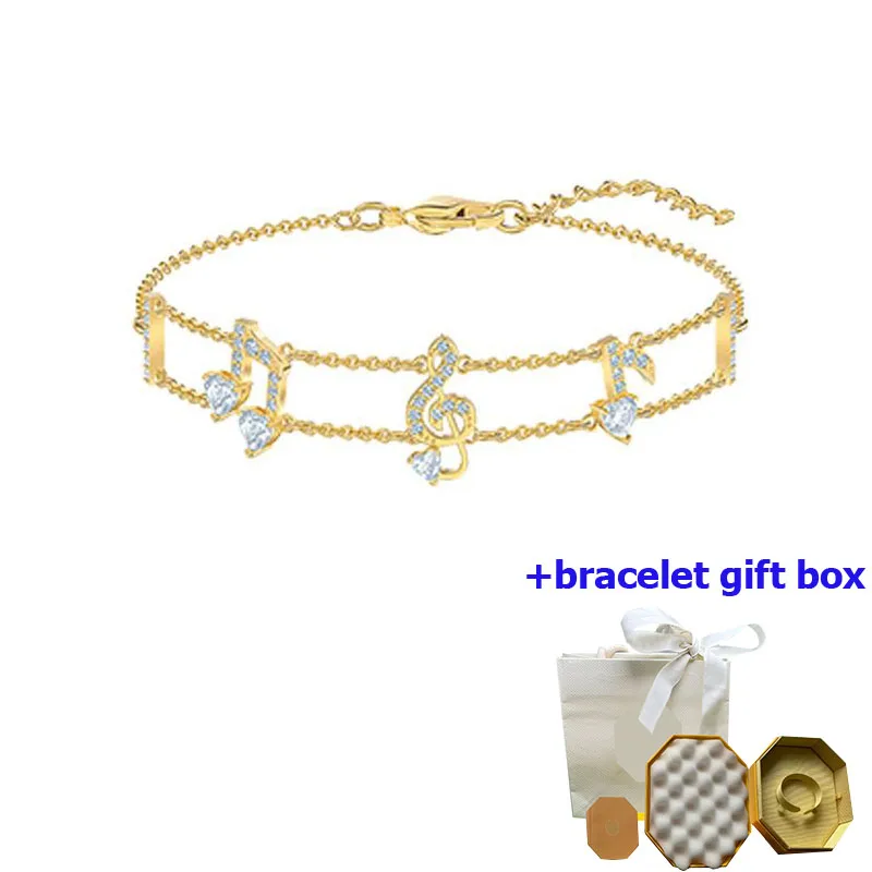 

High quality CRYSTAL MUSICAL NOTES gold note women's bracelet, enhancing temperament, beautiful and moving, free of shipping